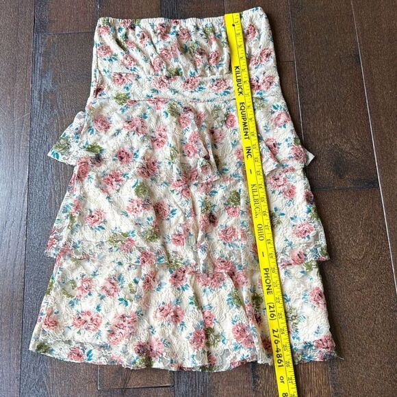 Vintage DEB strapless mini dress size medium tiered lace floral Y2K 90’s western - Picture 9 of 10